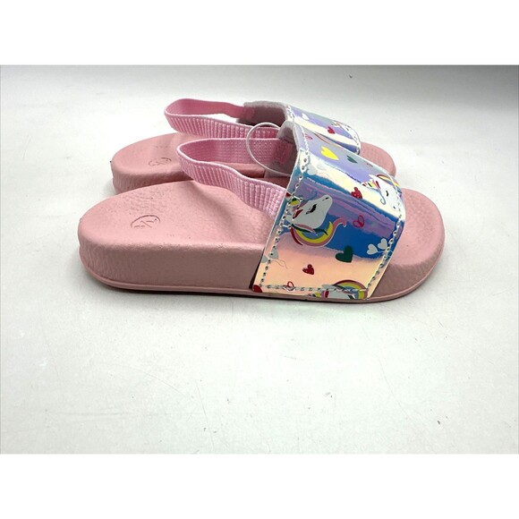Toddler Girls Slides Slip On Sandals Unicorn Pink Size 7-8 New - Picture 8 of 9